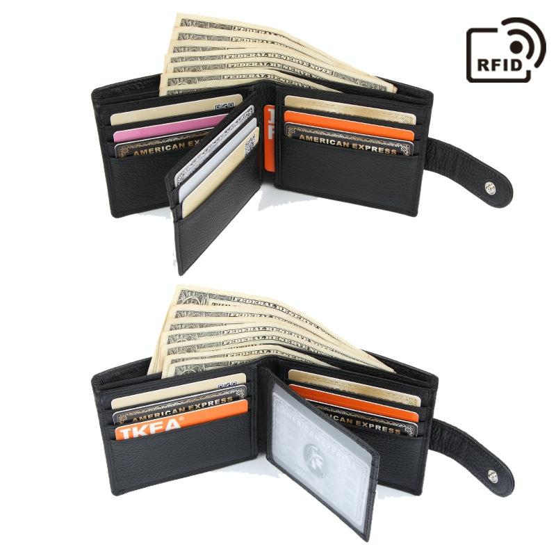 Rfid-blocking Short Mens Leather Wallet - Anti-magnetic