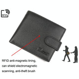 Rfid-blocking Short Mens Leather Wallet - Anti-magnetic
