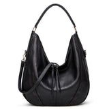 Large Capacity PU Leather Tote Handbag - Black