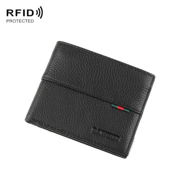 Rfid Mens Short Leather Wallet with Card Slots
