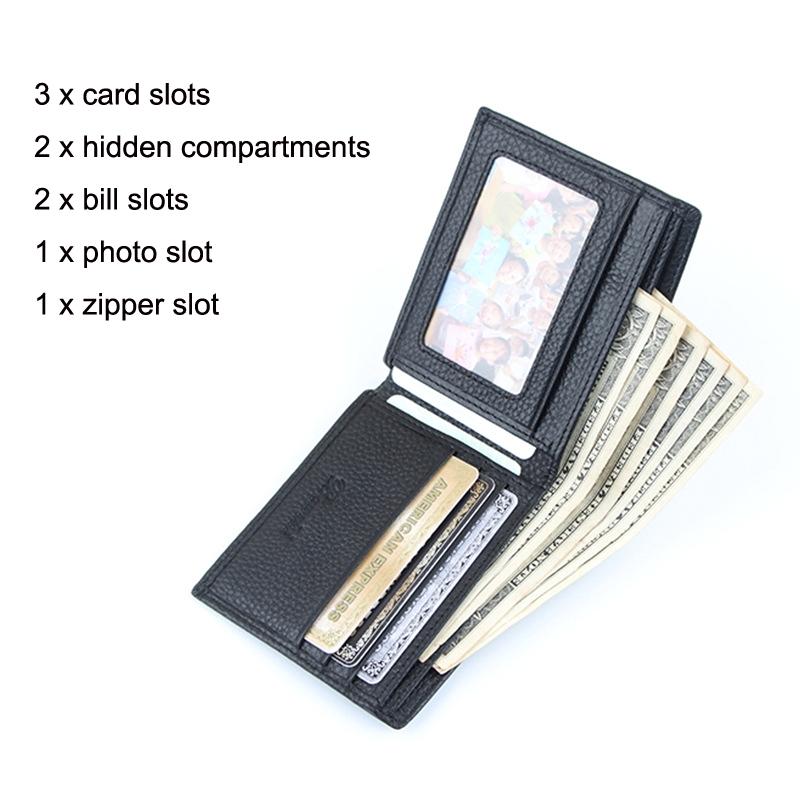Rfid Mens Short Leather Wallet with Card Slots