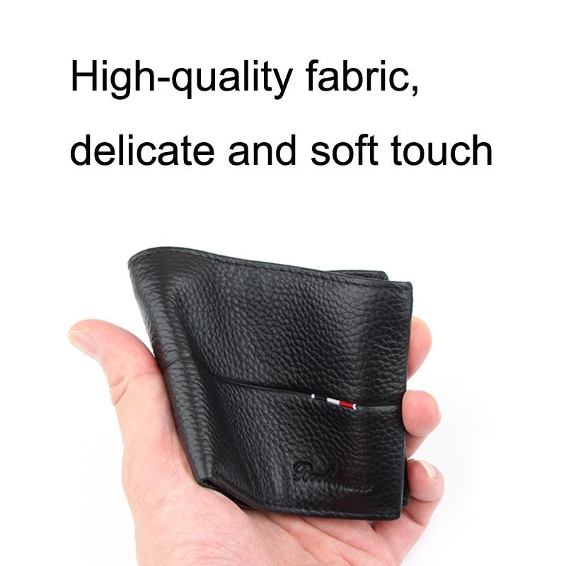 Rfid Mens Short Leather Wallet with Card Slots