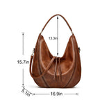Large Capacity PU Leather Tote Handbag - Brown