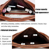 Large Capacity PU Leather Tote Handbag - Brown