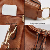 Large Capacity PU Leather Tote Handbag - Brown