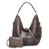 Large Capacity PU Leather Tote Handbag - Brown