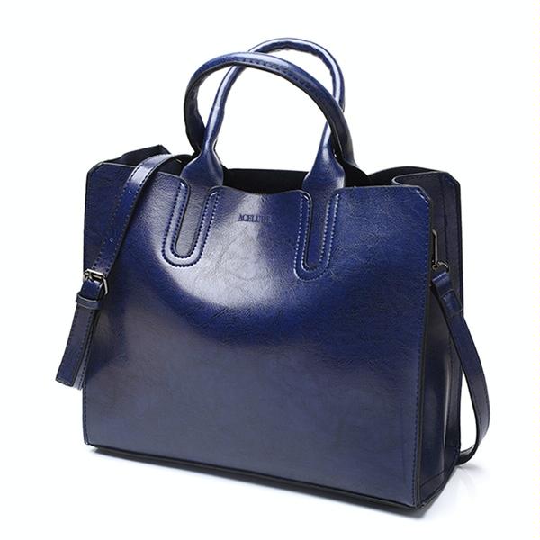 Large Tote Bag for Women - Trunk Shoulder Handbag - Blue