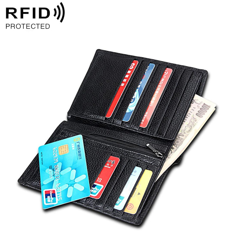 Mens Rfid Leather Wallet with Passport Holder - Multi-functional