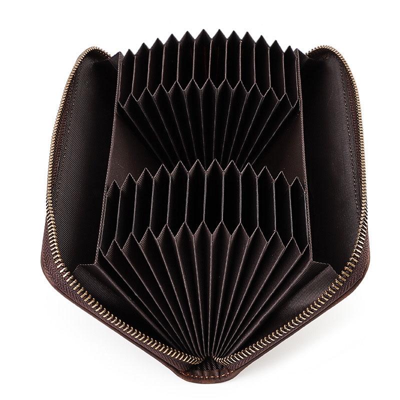 Mens Retro Long Leather Wallet with Rfid Protection
