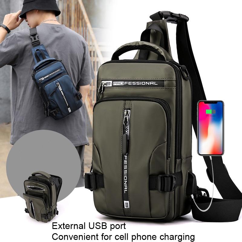 Mens Shoulder Messenger Bag - Khaki