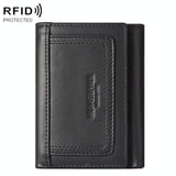 Rfid-blocking Mens Leather Wallet with Multi-card Slots and Zipper Coin Pocket - Black