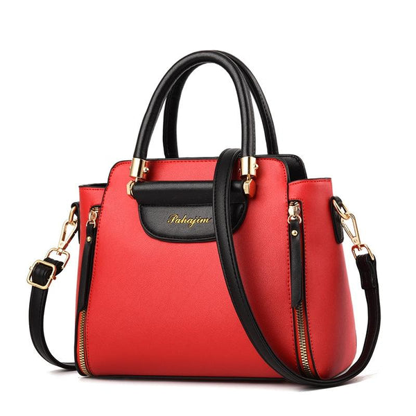 Contrast Ladies Handbag - Red