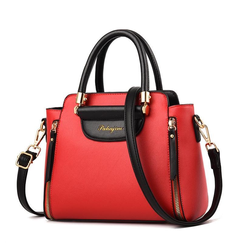 Contrast Ladies Handbag - Red