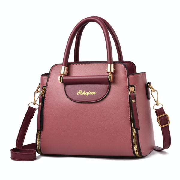 Contrast Ladies Handbag - Red