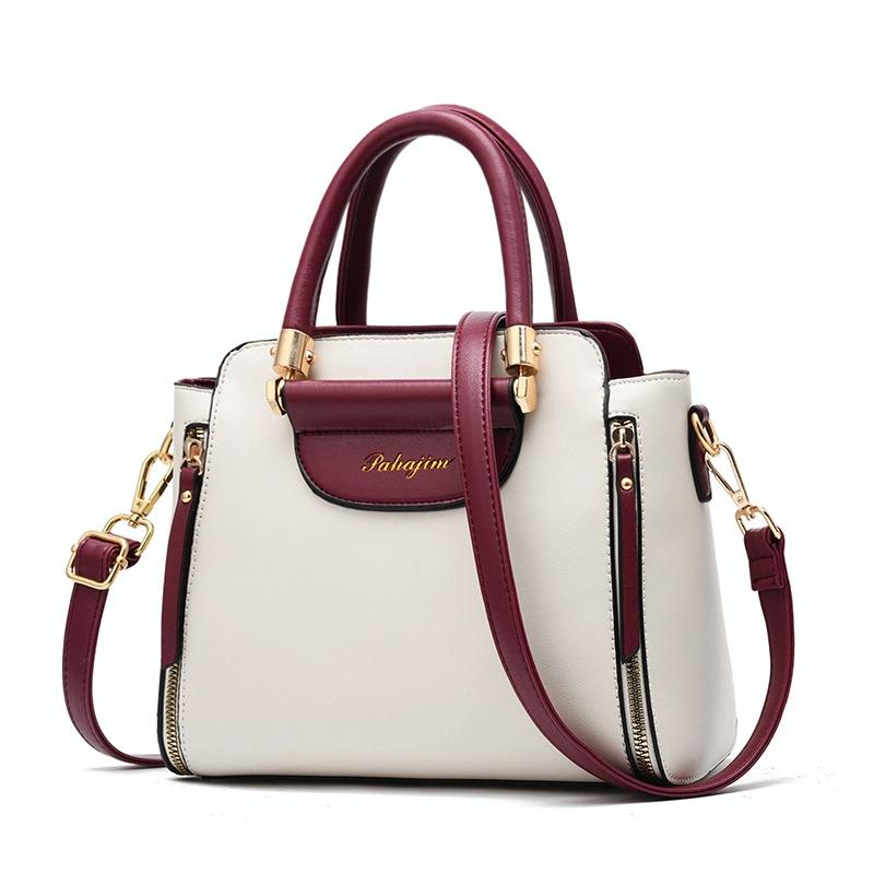 Contrast Ladies Handbag - Red