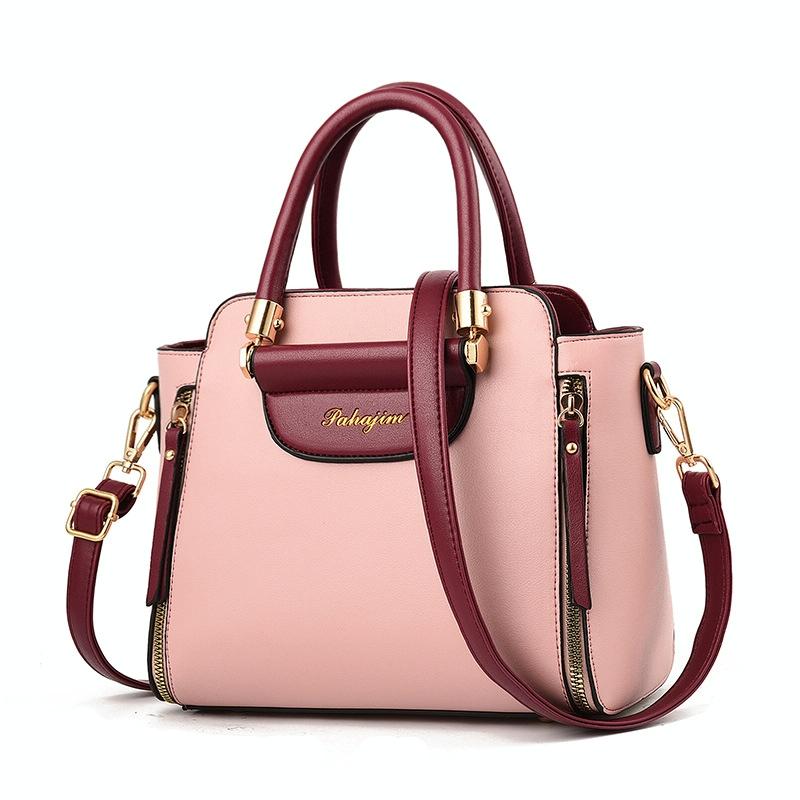 Contrast Ladies Handbag - Red