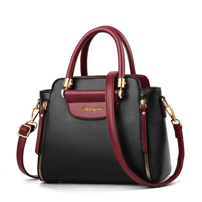 Contrast Ladies Handbag - Red