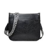 Leopard Print Waterproof Crossbody Handbag - Black