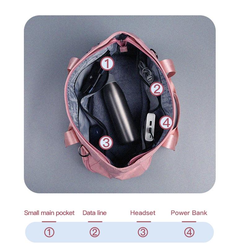 Sports USB Shoulder Bag - Compact and Versatile - Pink