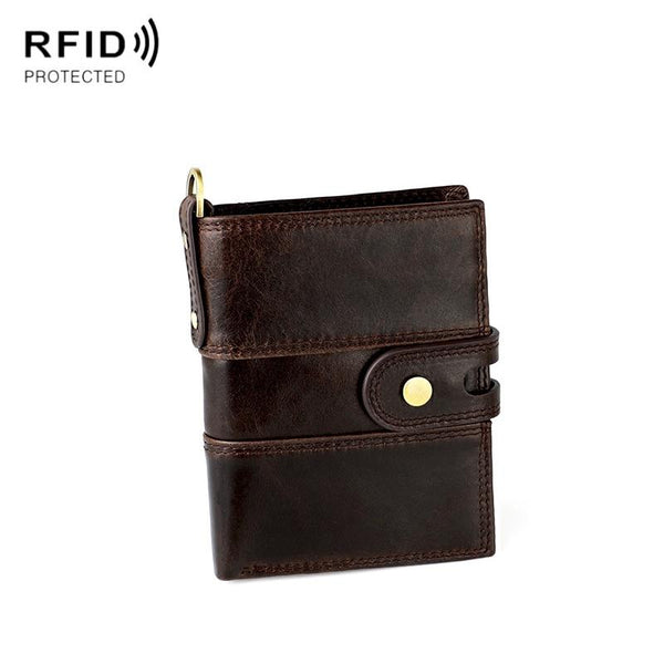 Premium Leather Multi-card Mens Wallet - Secure & Stylish - Coffee