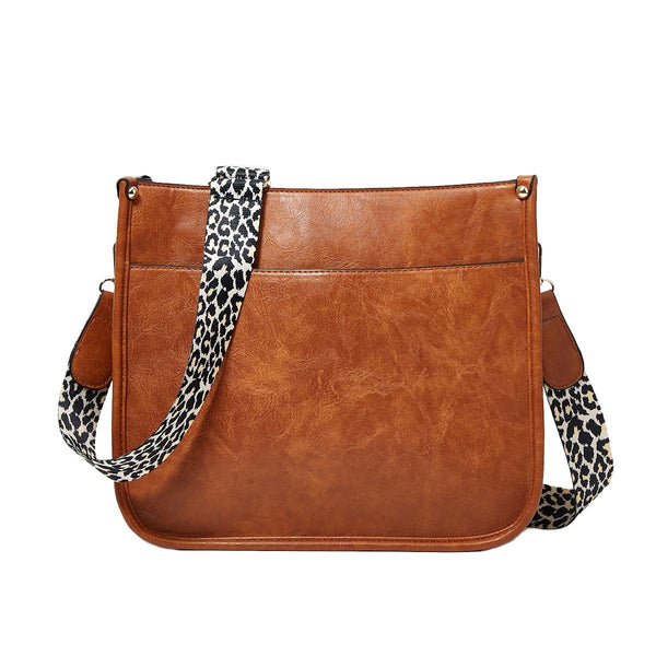 Leopard Print Waterproof Crossbody Handbag  - Brown