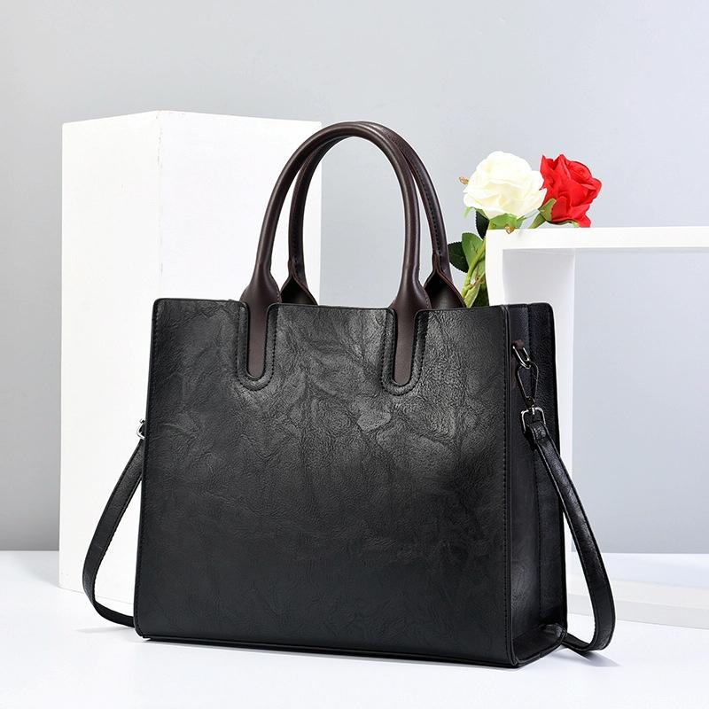Retro Square Handbag - Vintage Style - Black