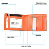 Anti-magnetic Leather Wallet with Zipper for Men - Rfid Protection - Black