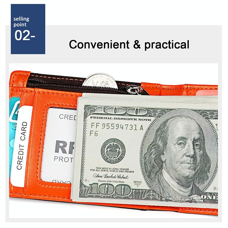 Anti-magnetic Leather Wallet with Zipper for Men - Rfid Protection - Black