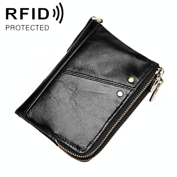 Mens Leather Rfid Wallet - Antimagnetic - Black