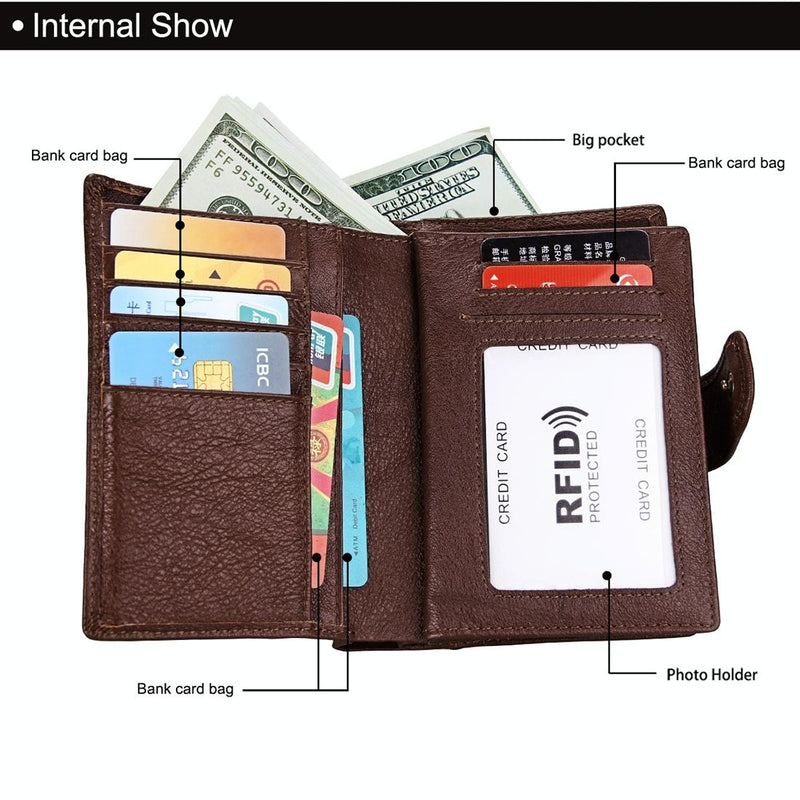 Men Rfid Leather Passport Wallet - Compact & Secure - Black