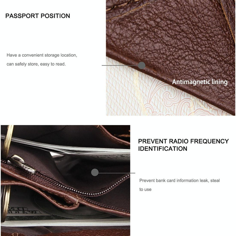 Men Rfid Leather Passport Wallet - Compact & Secure - Black