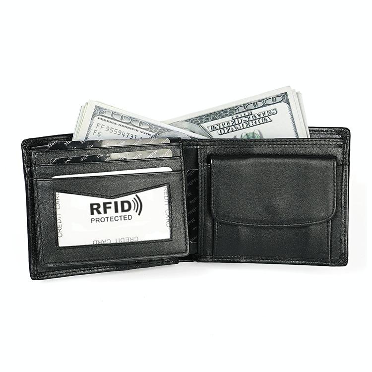 Leather Rfid Wallet with Card Slots for Men - Brown