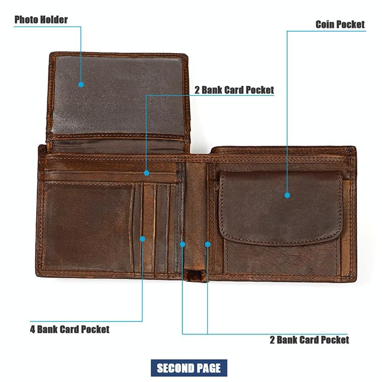 Leather Rfid Wallet with Card Slots for Men - Brown