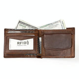 Leather Rfid Wallet with Card Slots for Men - Brown