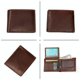 Leather Rfid Wallet with Card Slots for Men - Brown