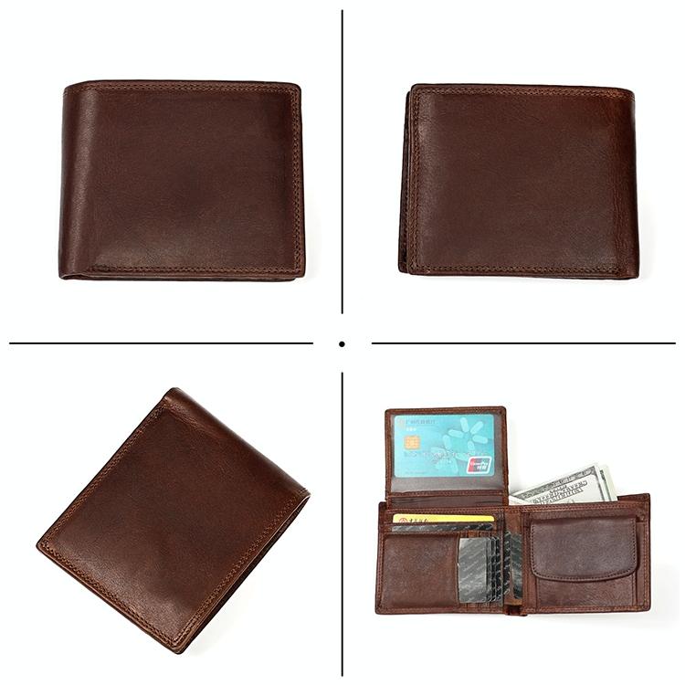 Leather Rfid Wallet with Card Slots for Men - Brown