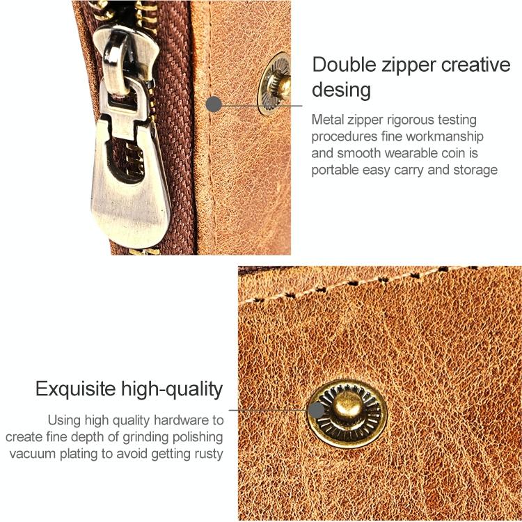 Mens Leather Rfid Wallet - Antimagnetic - Yellowish-Brown