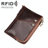 Mens Leather Rfid Wallet - Antimagnetic - Yellowish-Brown