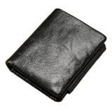 Men Rfid Leather Tri-fold Wallet - Genuine Leather - Brown