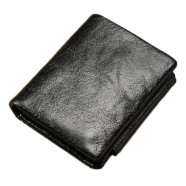 Men Rfid Leather Tri-fold Wallet - Genuine Leather - Brown