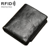 Men Rfid Leather Tri-fold Wallet - Genuine Leather - Brown
