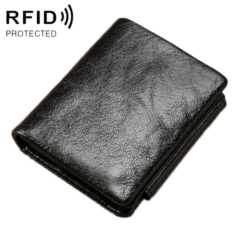 Men Rfid Leather Tri-fold Wallet - Genuine Leather - Brown