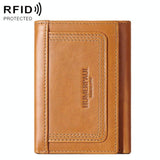 Rfid-blocking Mens Leather Wallet with Multi-card Slots and Zipper Coin Pocket - Brown