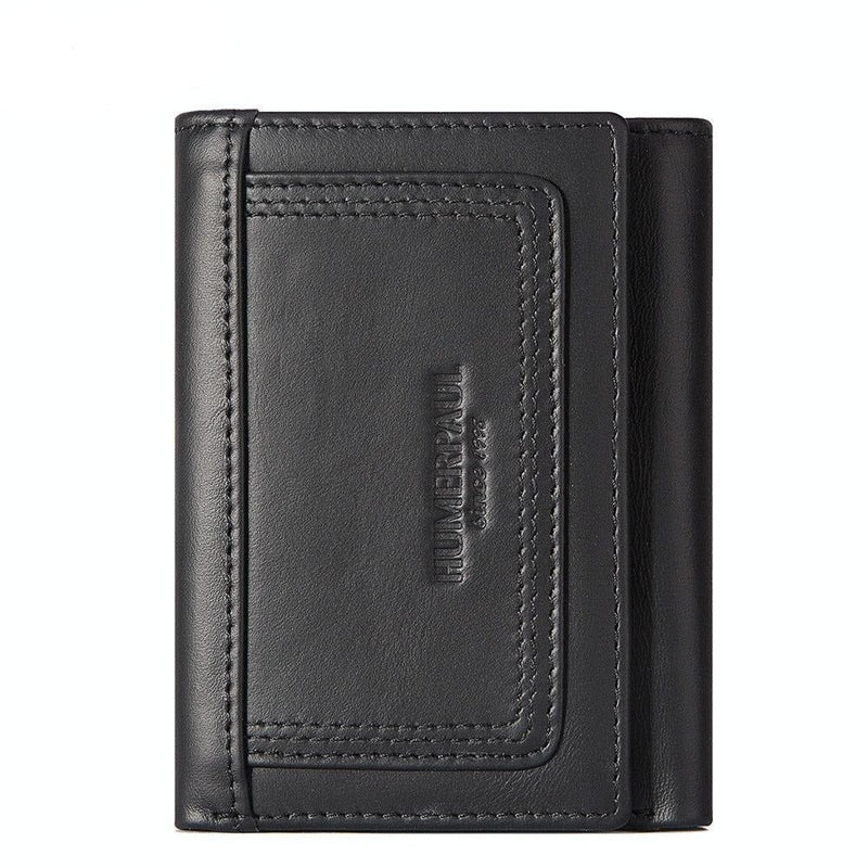 Rfid-blocking Mens Leather Wallet with Multi-card Slots and Zipper Coin Pocket - Brown