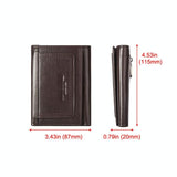 Rfid-blocking Mens Leather Wallet with Multi-card Slots and Zipper Coin Pocket - Brown