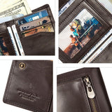 Rfid-blocking Mens Leather Wallet with Multi-card Slots and Zipper Coin Pocket - Brown