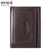 Rfid-blocking Mens Leather Wallet with Multi-card Slots and Zipper Coin Pocket - Brown
