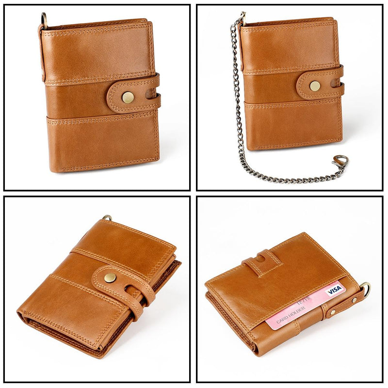 Premium Leather Multi-card Mens Wallet - Secure & Stylish - Brown