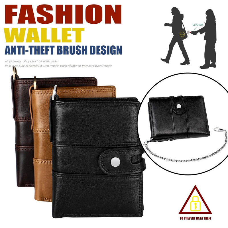 Premium Leather Multi-card Mens Wallet - Secure & Stylish - Brown