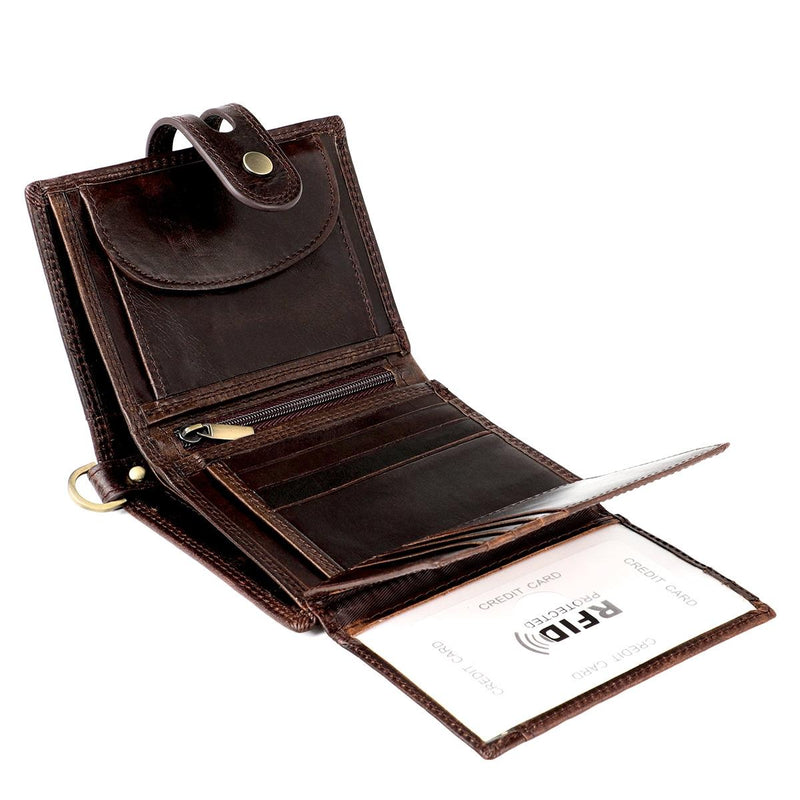 Premium Leather Multi-card Mens Wallet - Secure & Stylish - Brown